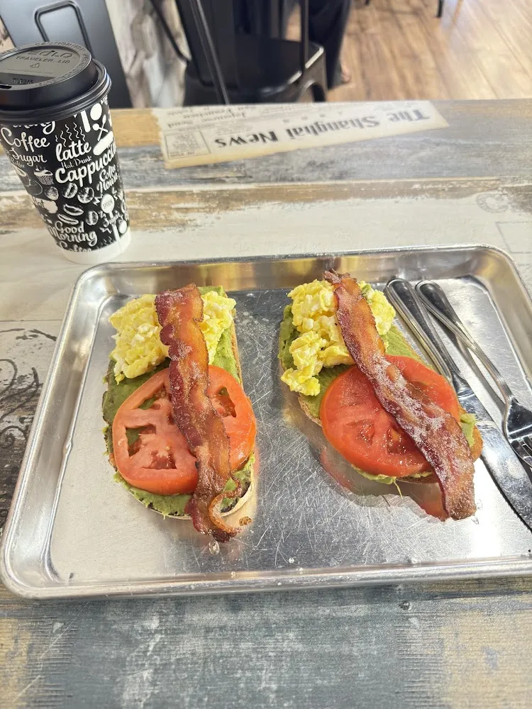 Avocado Toast with Scrambled Eggs and Bacon